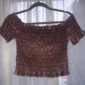 Velvet off the shoulder crop top